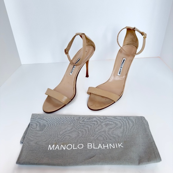 MANOLO BLAHNIK Chaos Leather Ankle Strap Sandals - Picture 1 of 10